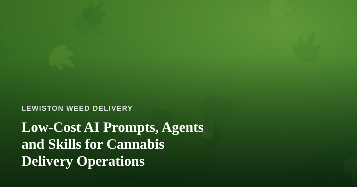 Low-Cost AI Prompts, Agents and Skills for Cannabis Delivery Operations